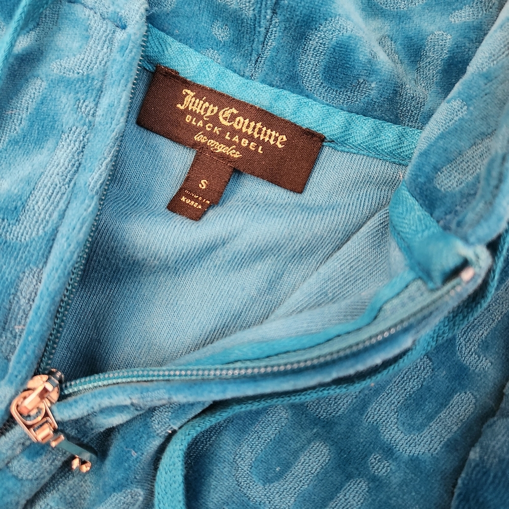 Y2k Juicy Couture Terry Cloth Turquoise Track Jacket Blue - Picture 3 of 4